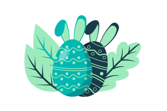 Easter Egg Green Floral Vector