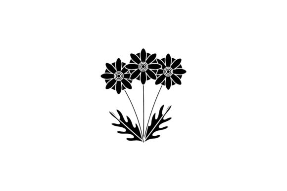 Floral Three Flower Silhouette