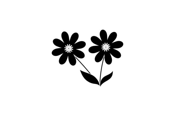 Floral Two Petals Silhouette