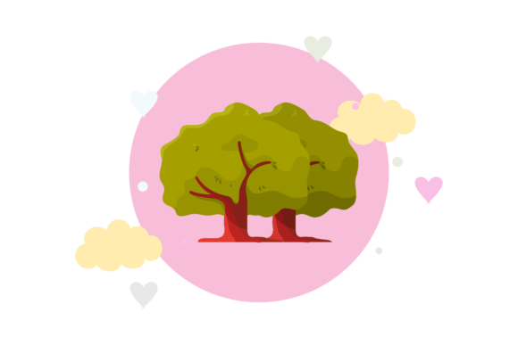 Tree Icon Floral Circle Cloud