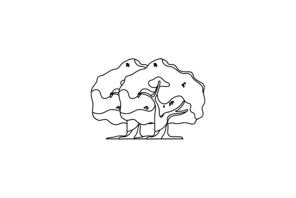 Tree Icon Floral Outline